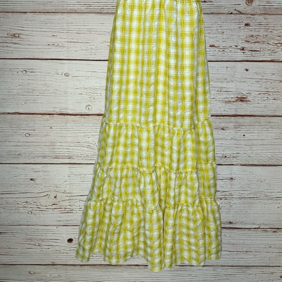 Free People Beach Club Gingham Maxi Dress in Sunshine Yellow/White Sz M - Picture 9 of 16